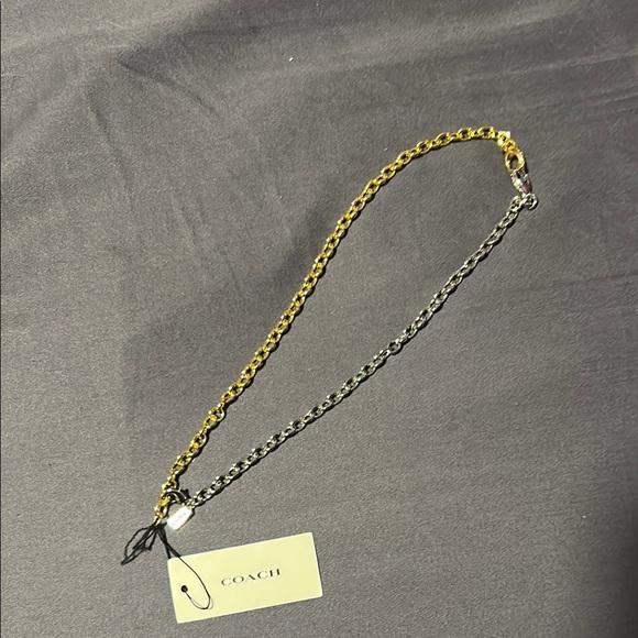 NWT AUTHENTIC Coach Gold and Silver Women's Necklace WITH LOGO - Picture 1 of 6